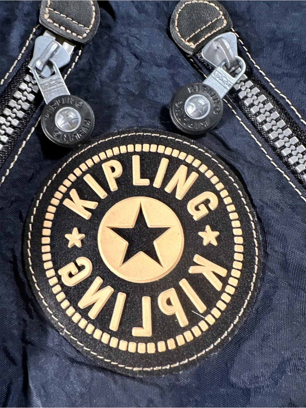 Kipling Navy Blue Knapsack Nylon Retro Vintage Lightweight Backpack Retro Y2K